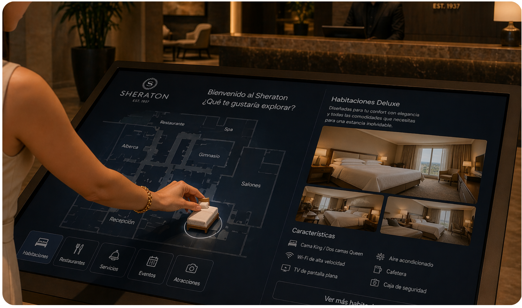 Conoce la recámara que  reservaras en sheraton con una experiencia interactiva Smart Objects
