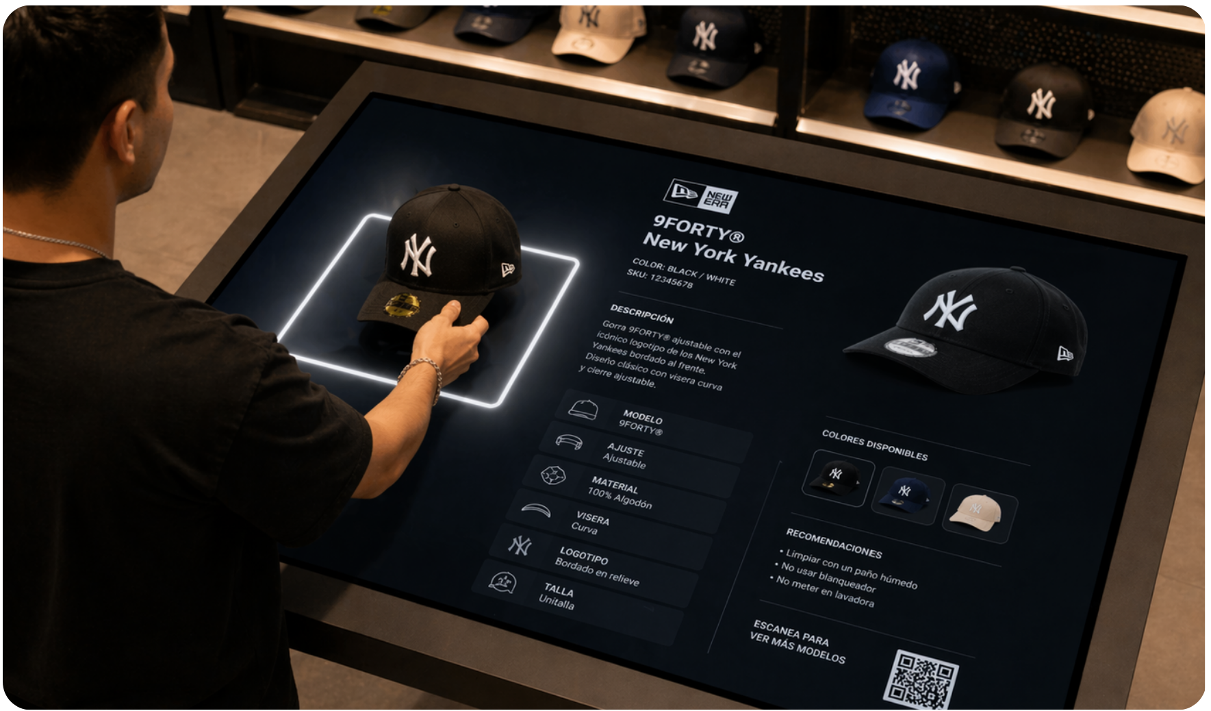 Dinámica retail  con sensores tienda de ropa New era