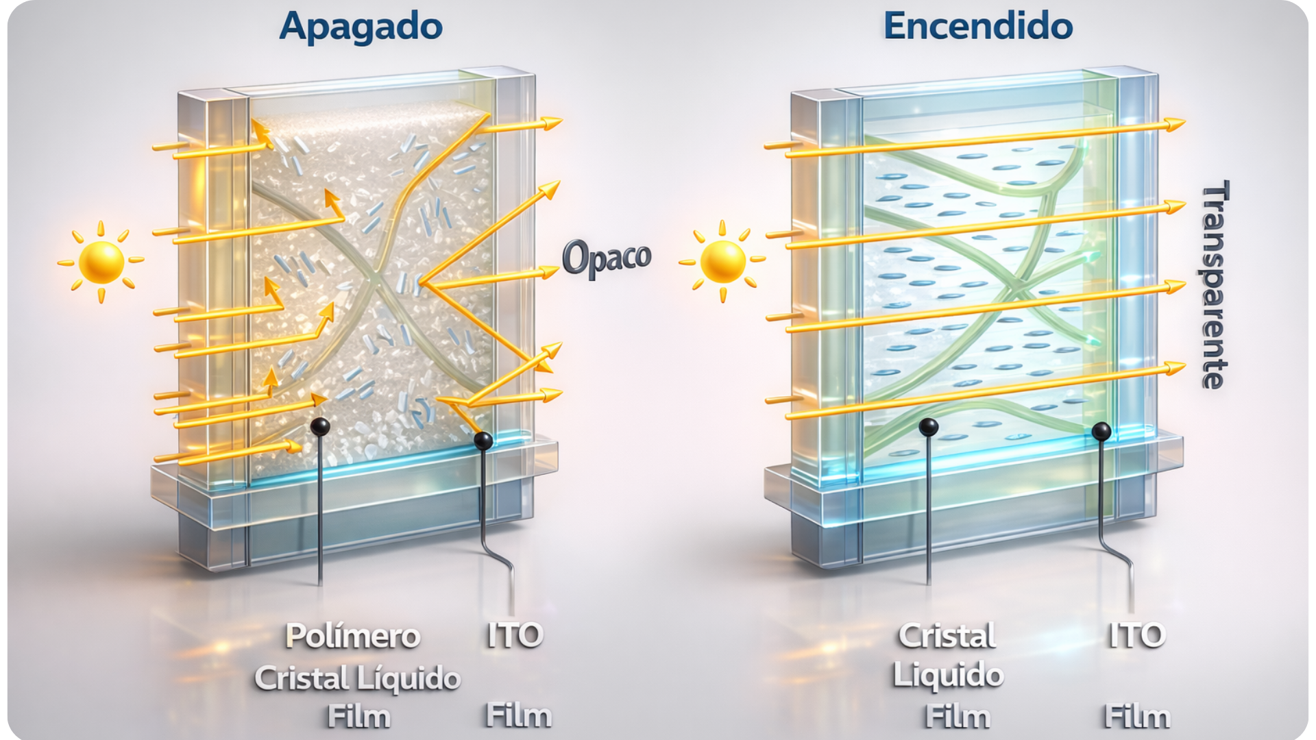 Funcionamiento del Film PDLC Ilustración