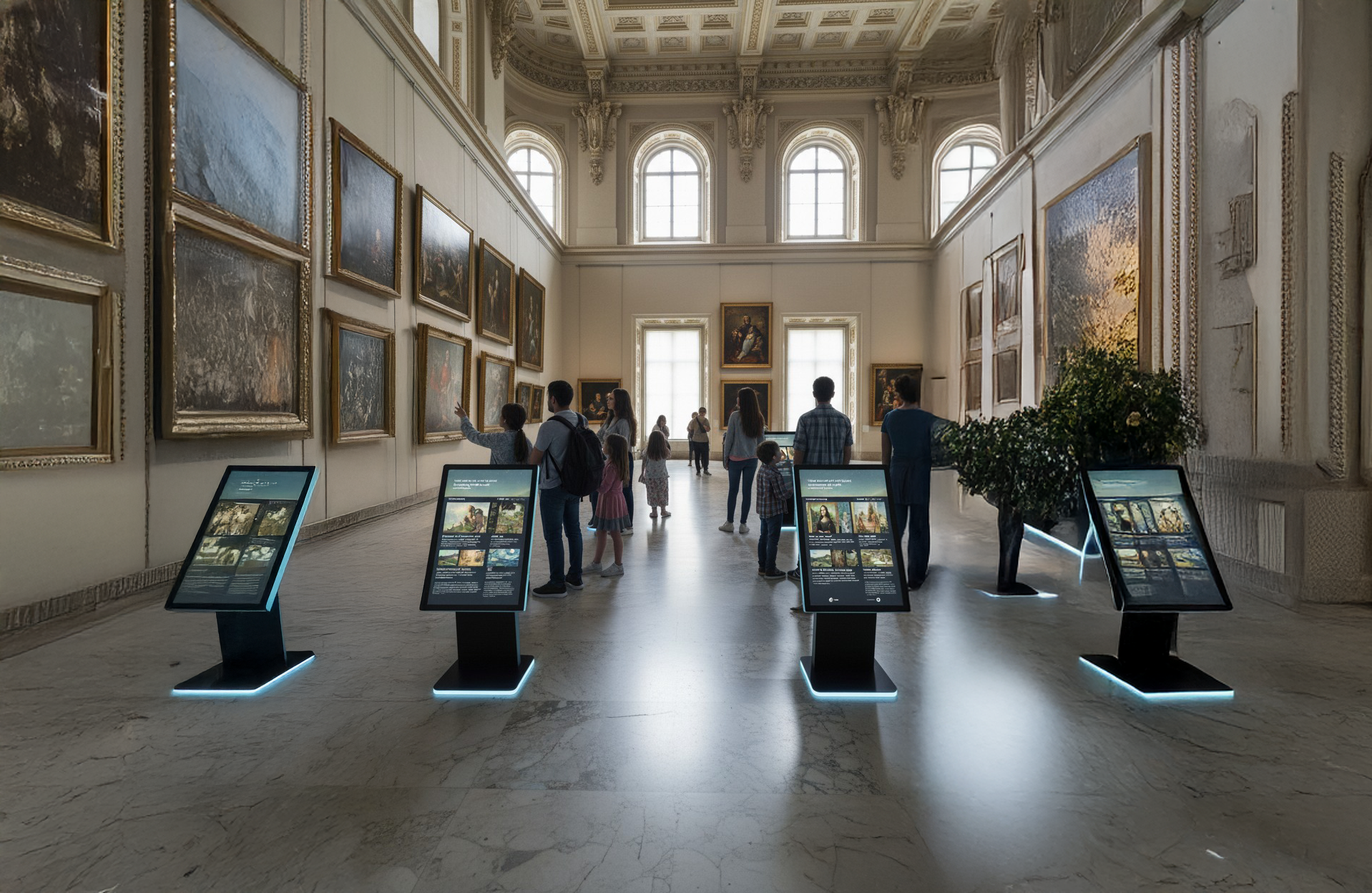 Kiosco interactivo dentro de museo